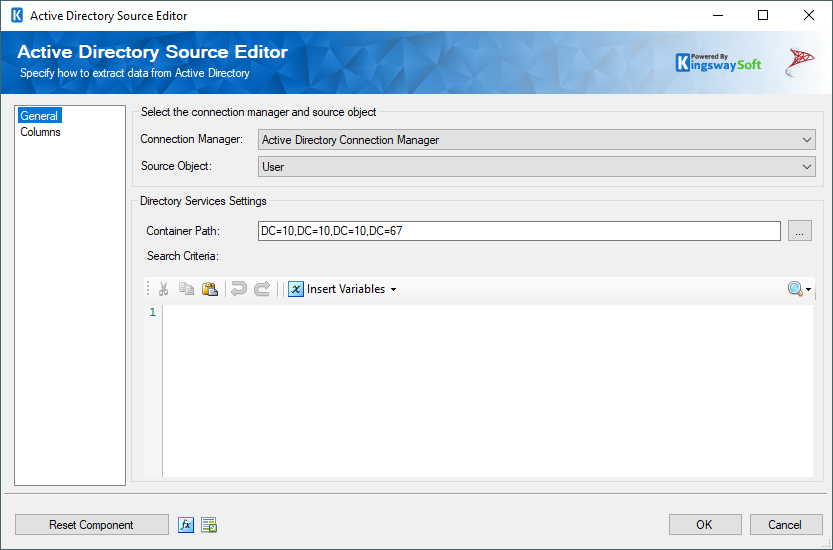 Active Directory Source Editor